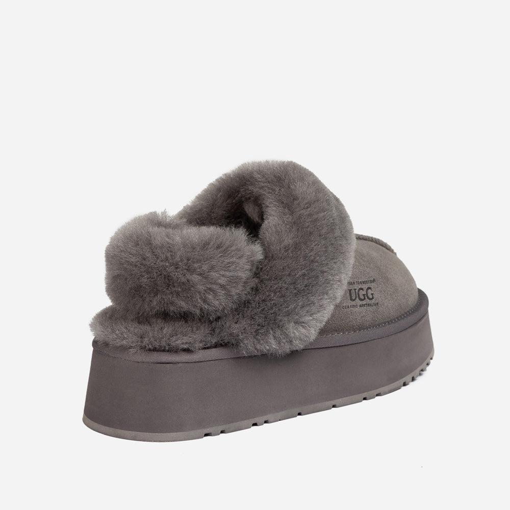 Ugg Platform Slipper (Elastic Logo & Wool Strap) 4.5cm (Detachable Feature)(Water Resistant)-LADIES UGG-PEROZ Accessories