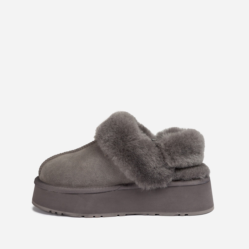 Ugg Platform Slipper (Elastic Logo & Wool Strap) 4.5cm (Detachable Feature)(Water Resistant)-LADIES UGG-PEROZ Accessories