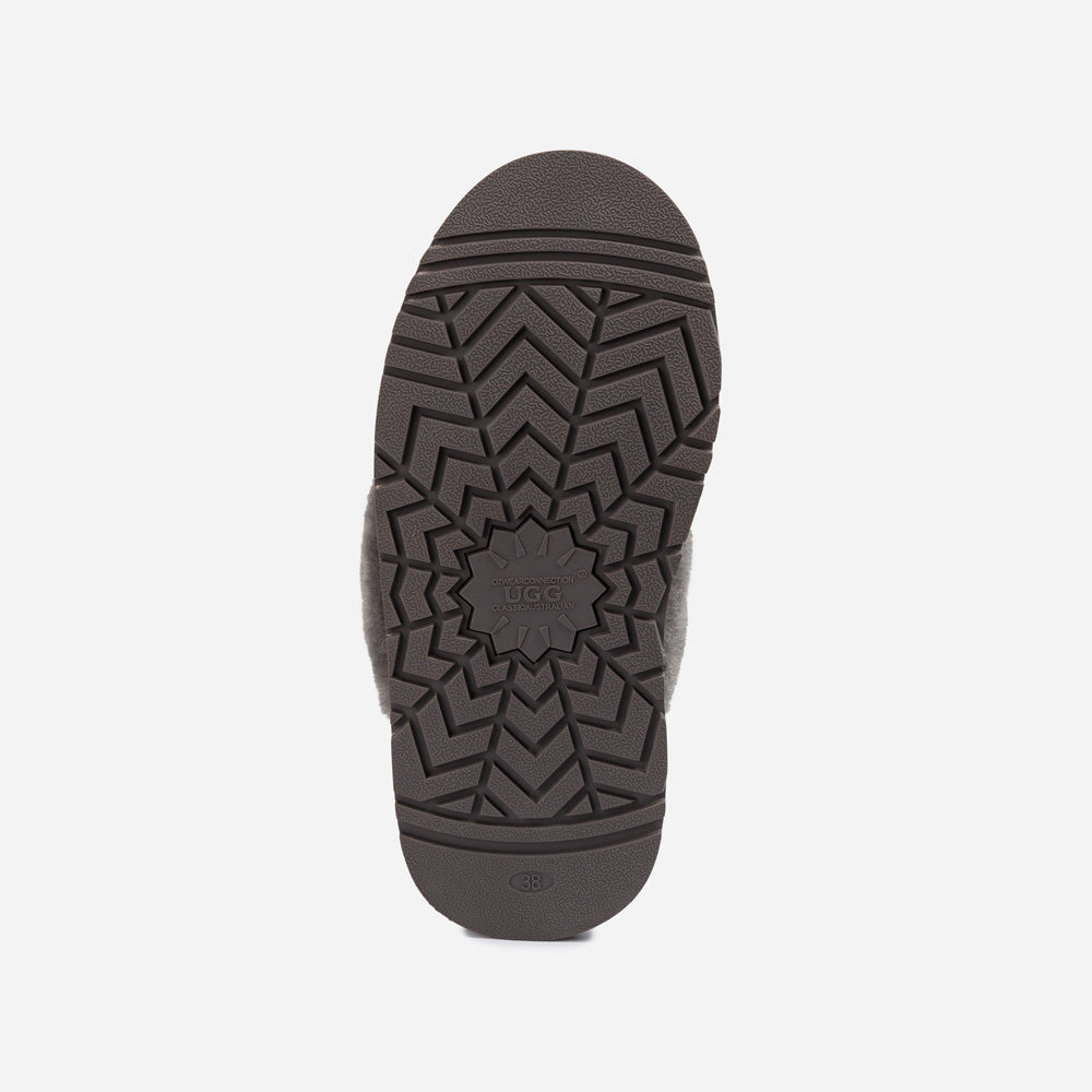 Ugg Platform Slipper (Elastic Logo & Wool Strap) 4.5cm (Detachable Feature)(Water Resistant)-LADIES UGG-PEROZ Accessories