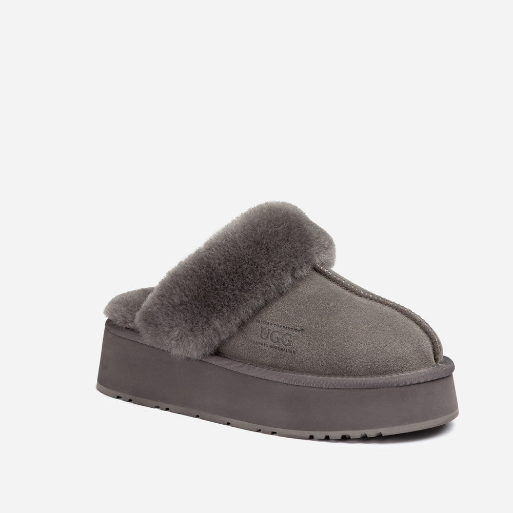 Ugg Platform Slipper (Elastic Logo & Wool Strap) 4.5cm (Detachable Feature)(Water Resistant)-LADIES UGG-PEROZ Accessories