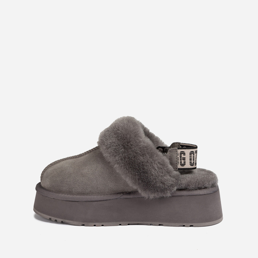 Ugg Platform Slipper (Elastic Logo & Wool Strap) 4.5cm (Detachable Feature)(Water Resistant)-LADIES UGG-PEROZ Accessories