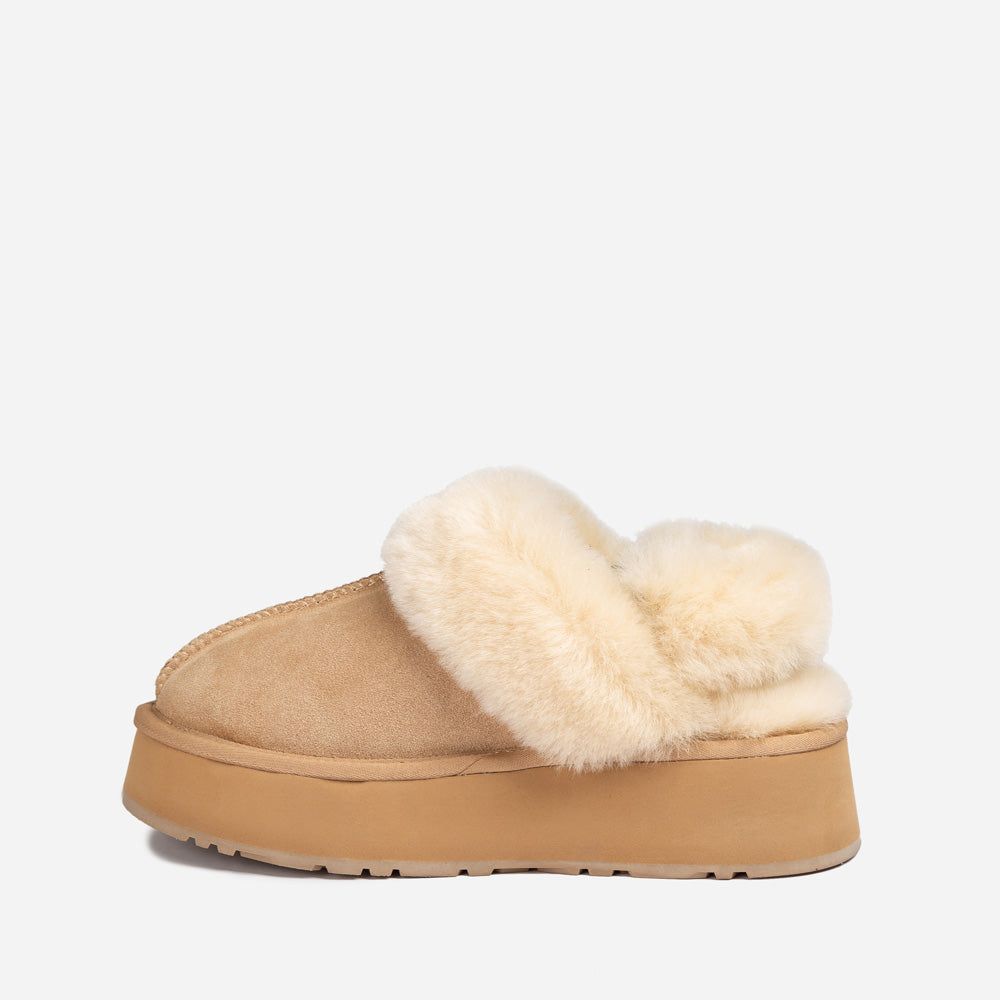 Ugg Platform Slipper (Elastic Logo & Wool Strap) 4.5cm (Detachable Feature)(Water Resistant)-LADIES UGG-PEROZ Accessories