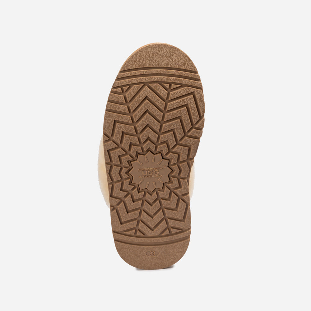 Ugg Platform Slipper (Elastic Logo & Wool Strap) 4.5cm (Detachable Feature)(Water Resistant)-LADIES UGG-PEROZ Accessories