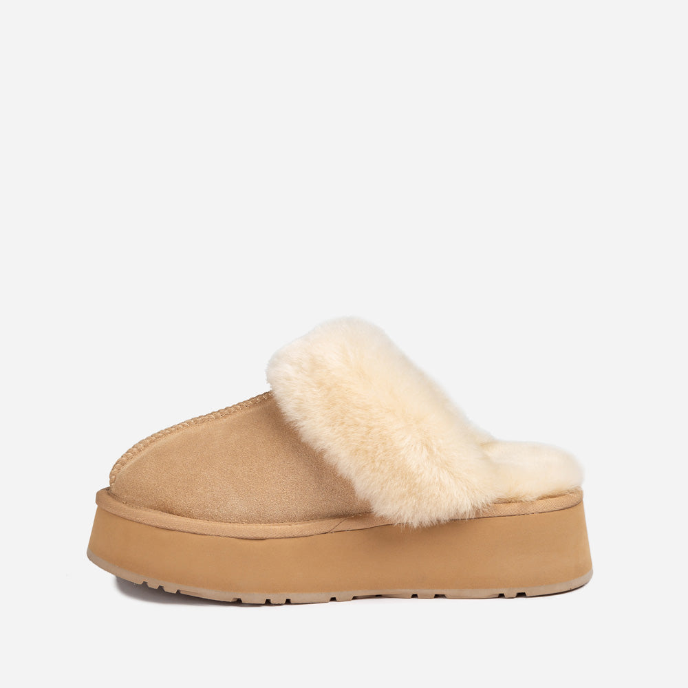 Ugg Platform Slipper (Elastic Logo & Wool Strap) 4.5cm (Detachable Feature)(Water Resistant)-LADIES UGG-PEROZ Accessories