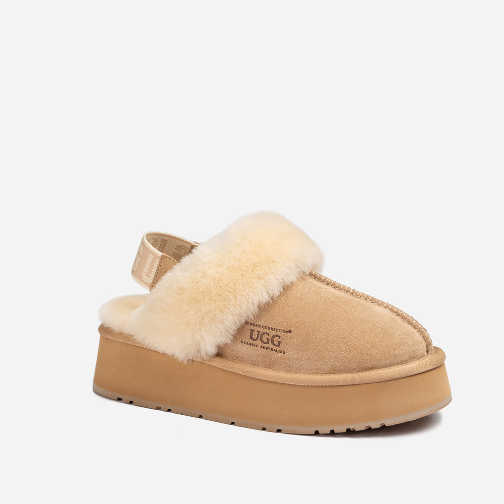 Ugg Platform Slipper (Elastic Logo & Wool Strap) 4.5cm (Detachable Feature)(Water Resistant)-LADIES UGG-PEROZ Accessories