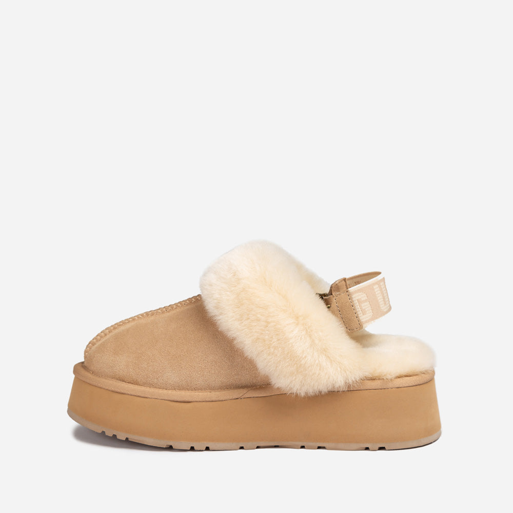 Ugg Platform Slipper (Elastic Logo & Wool Strap) 4.5cm (Detachable Feature)(Water Resistant)-LADIES UGG-PEROZ Accessories