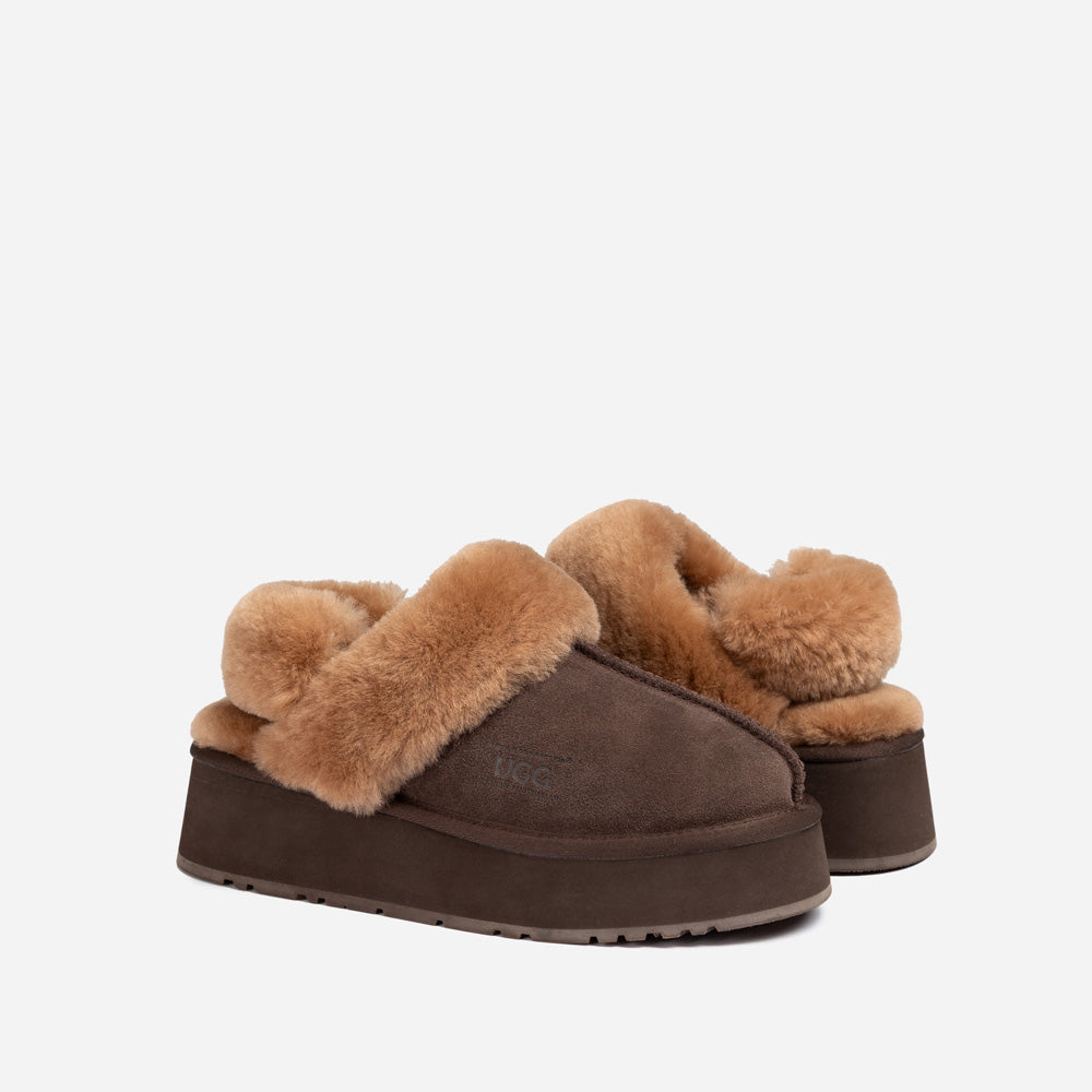 Ugg Platform Slipper (Elastic Logo & Wool Strap) 4.5cm (Detachable Feature)(Water Resistant)-LADIES UGG-PEROZ Accessories