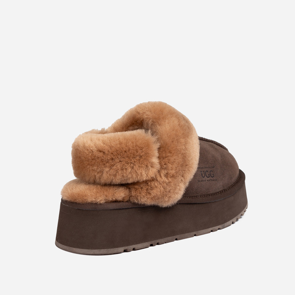 Ugg Platform Slipper (Elastic Logo & Wool Strap) 4.5cm (Detachable Feature)(Water Resistant)-LADIES UGG-PEROZ Accessories