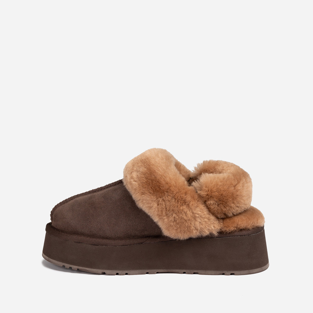 Ugg Platform Slipper (Elastic Logo & Wool Strap) 4.5cm (Detachable Feature)(Water Resistant)-LADIES UGG-PEROZ Accessories