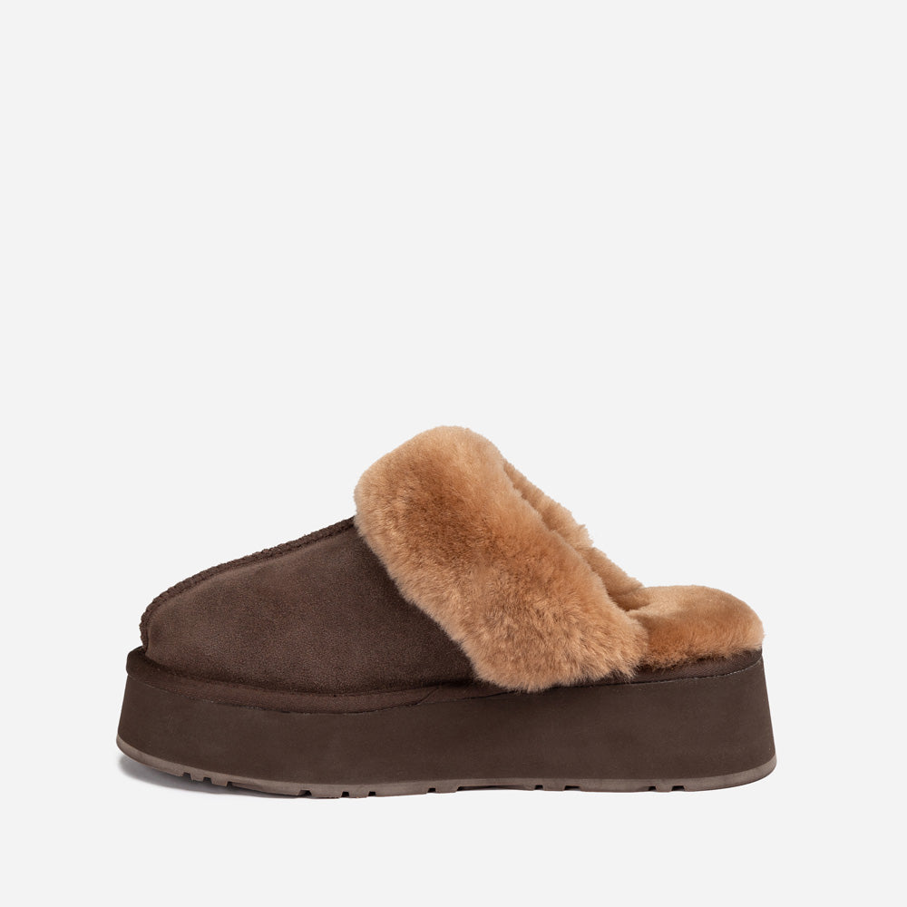 Ugg Platform Slipper (Elastic Logo & Wool Strap) 4.5cm (Detachable Feature)(Water Resistant)-LADIES UGG-PEROZ Accessories