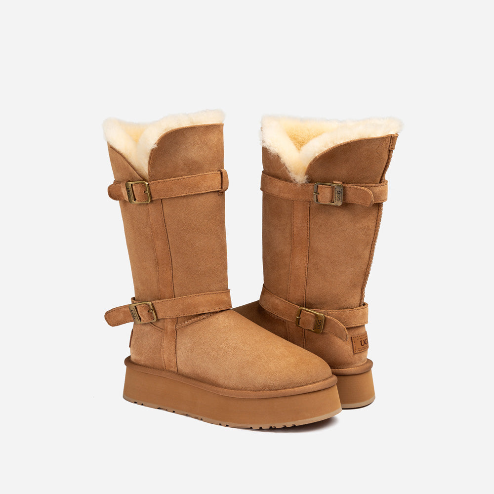 Ugg Classic Platform Buckle Long Boots (4.5cm) (Water Resistant)-PEROZ Accessories