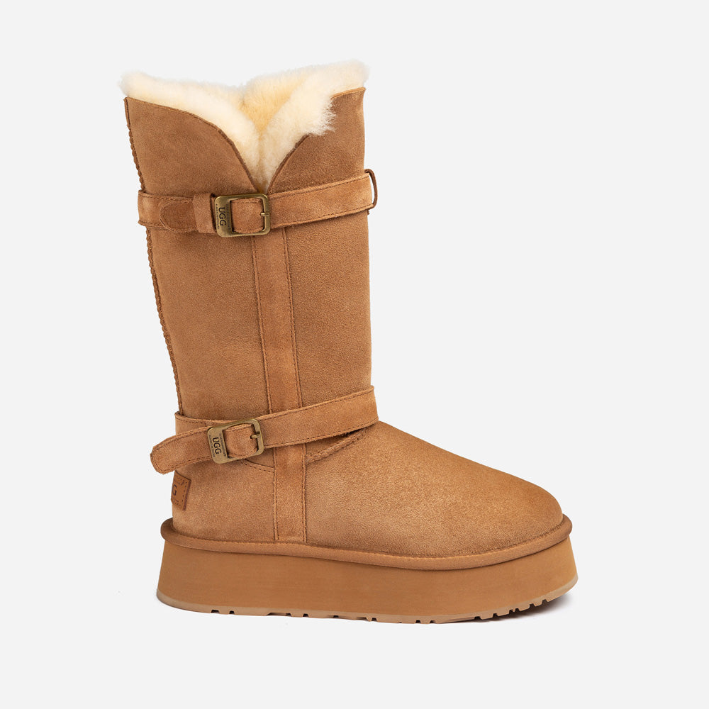 Ugg Classic Platform Buckle Long Boots (4.5cm) (Water Resistant)-PEROZ Accessories