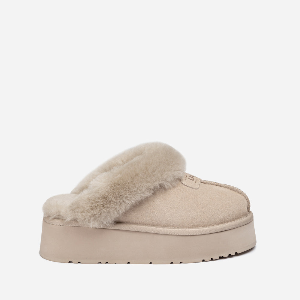 Ugg Coquette Platform Slipper (Elastic Logo & Wool Strap) (Detachable Feature)-LADIES UGG-PEROZ Accessories