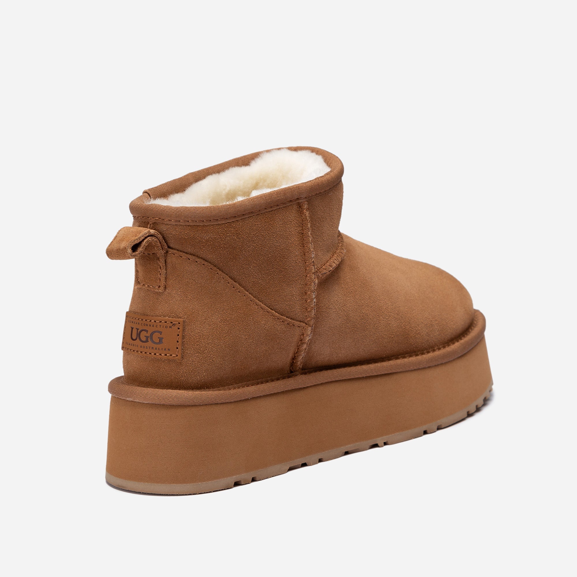 Ugg Classic Platform Knit Logo Ultra Mini Boots (Water Resistant)(4cm)-LADIES UGG-PEROZ Accessories