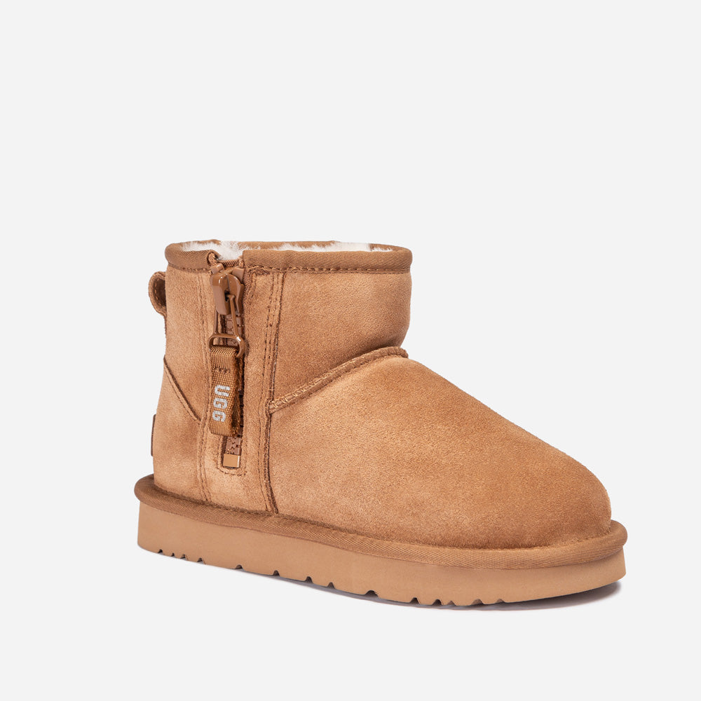 Ugg Kids Mini Zipper Tape Logo Boots-KIDS UGG-PEROZ Accessories