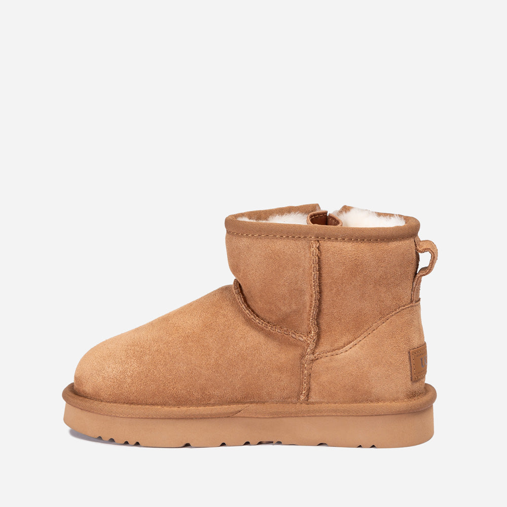 Ugg Kids Mini Zipper Tape Logo Boots-KIDS UGG-PEROZ Accessories