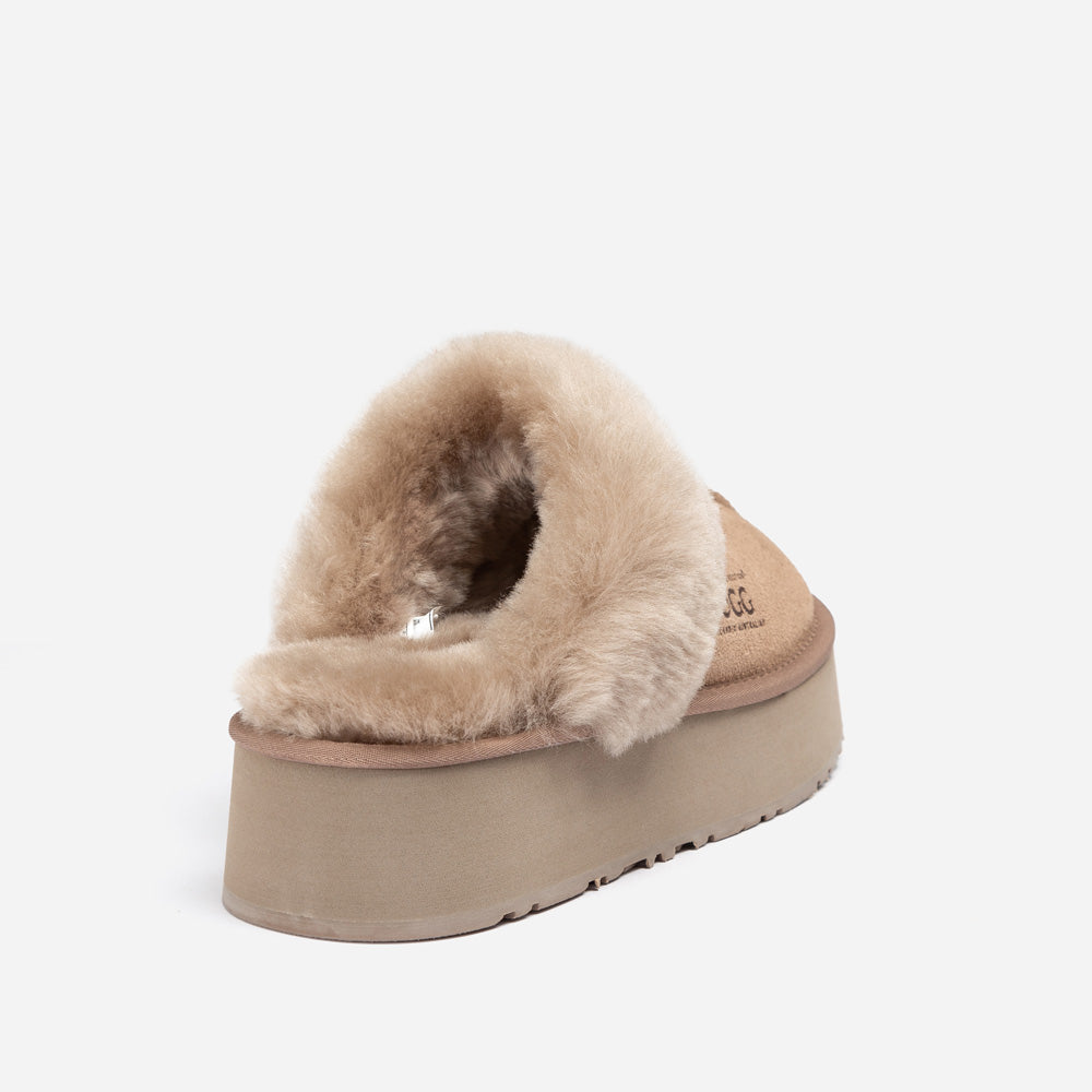 Ugg Platform Slipper (Elastic Logo & Wool Strap) 4.5cm (Detachable Feature)(Water Resistant)-LADIES UGG-PEROZ Accessories