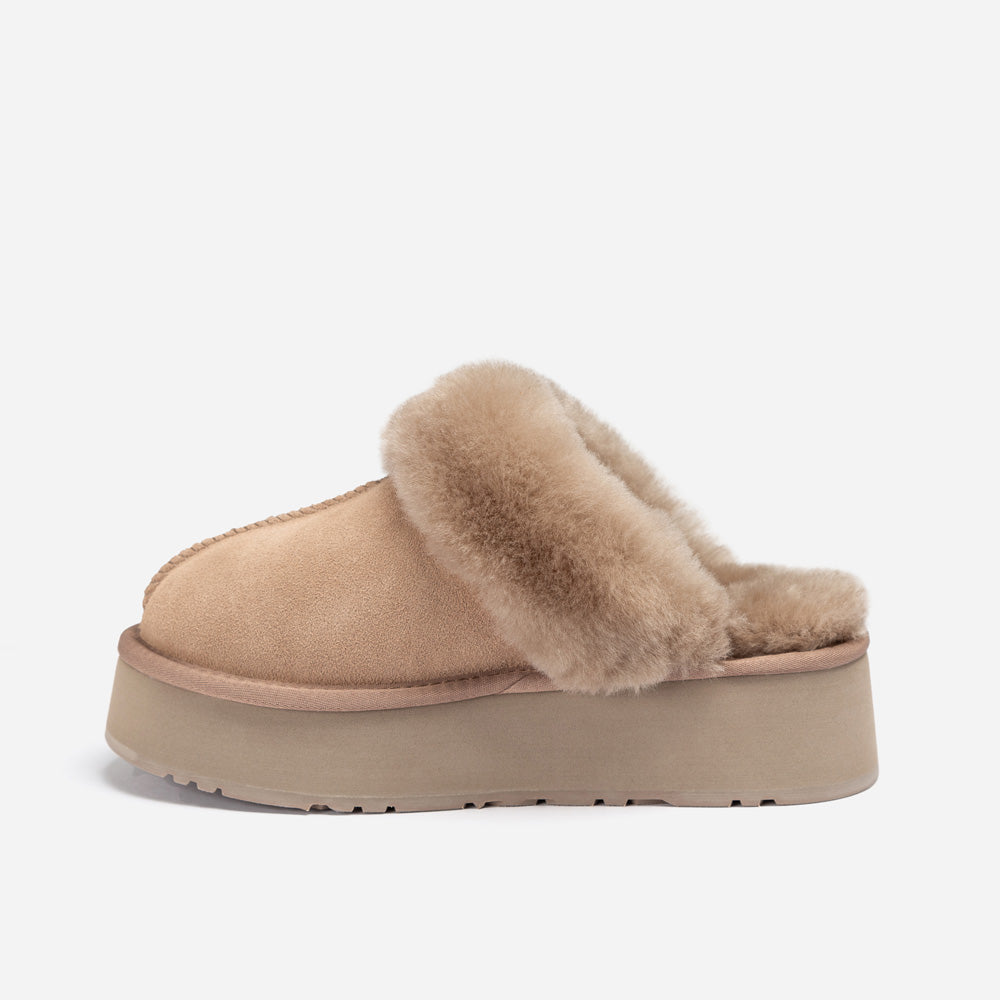 Ugg Platform Slipper (Elastic Logo & Wool Strap) 4.5cm (Detachable Feature)(Water Resistant)-LADIES UGG-PEROZ Accessories