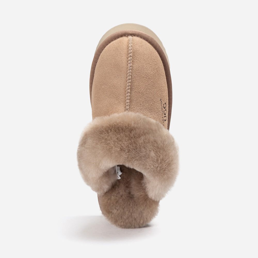 Ugg Platform Slipper (Elastic Logo & Wool Strap) 4.5cm (Detachable Feature)(Water Resistant)-LADIES UGG-PEROZ Accessories