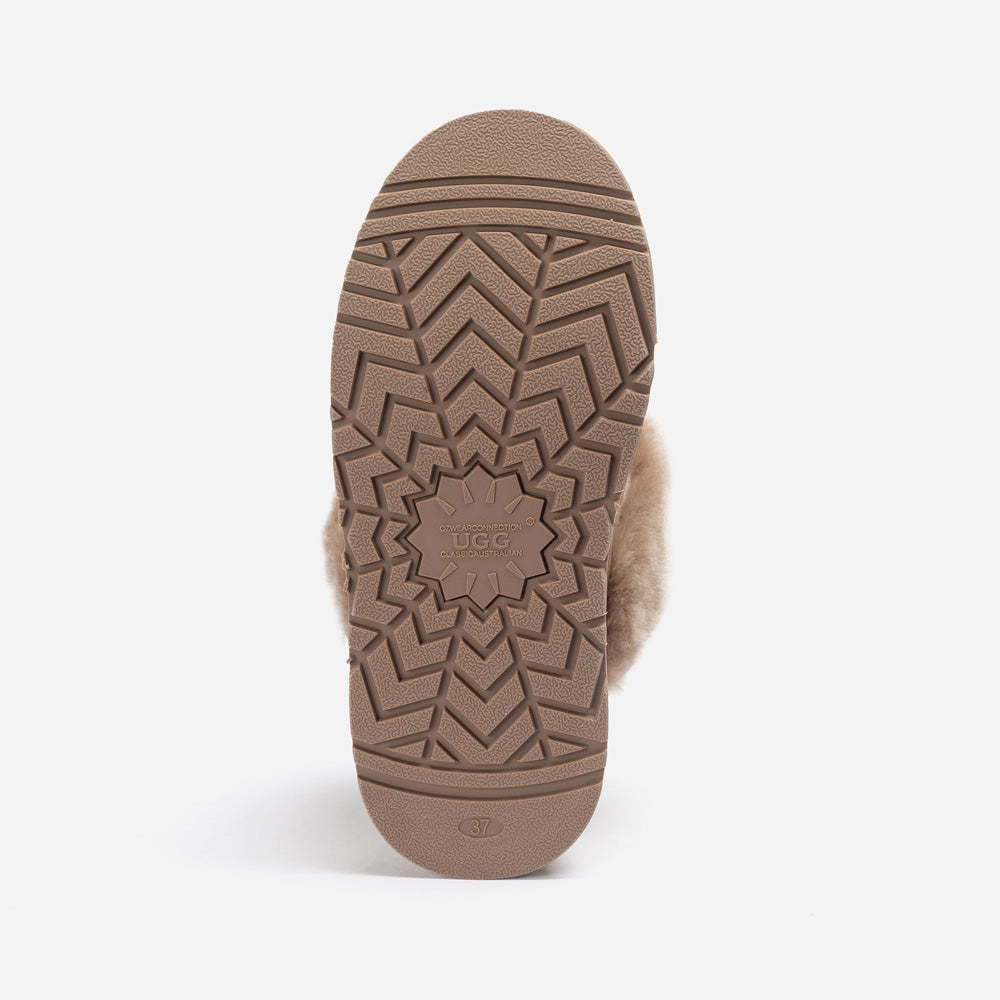 Ugg Platform Slipper (Elastic Logo & Wool Strap) 4.5cm (Detachable Feature)(Water Resistant)-LADIES UGG-PEROZ Accessories