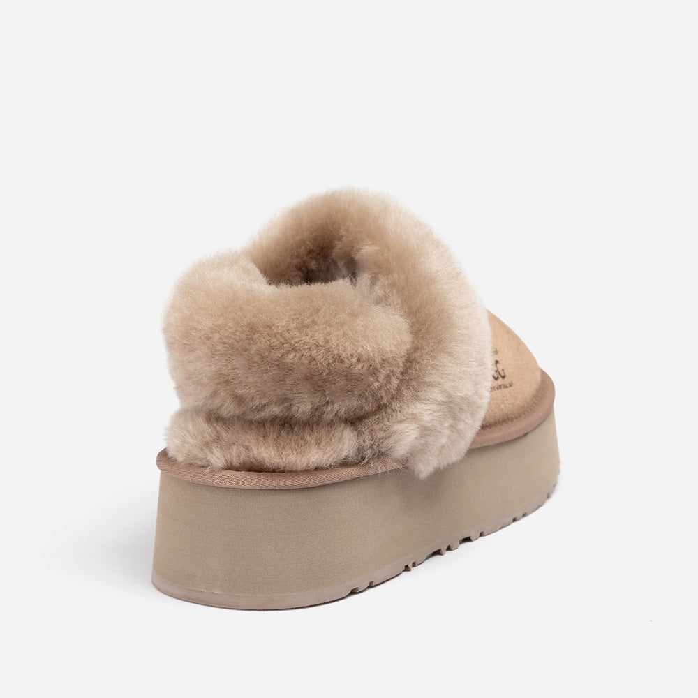 Ugg Platform Slipper (Elastic Logo & Wool Strap) 4.5cm (Detachable Feature)(Water Resistant)-LADIES UGG-PEROZ Accessories