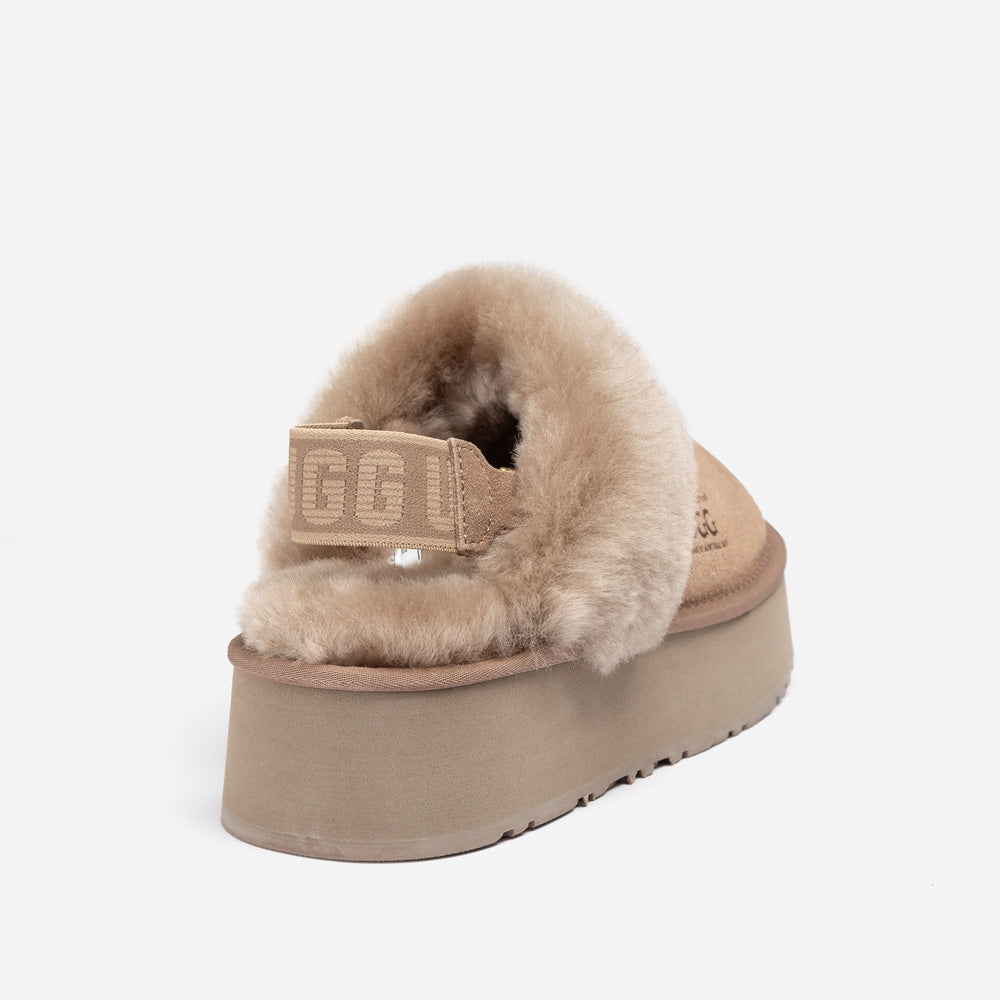 Ugg Platform Slipper (Elastic Logo & Wool Strap) 4.5cm (Detachable Feature)(Water Resistant)-LADIES UGG-PEROZ Accessories