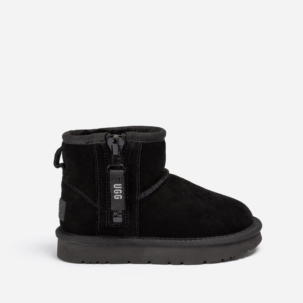 Ugg Kids Mini Zipper Tape Logo Boots-KIDS UGG-PEROZ Accessories
