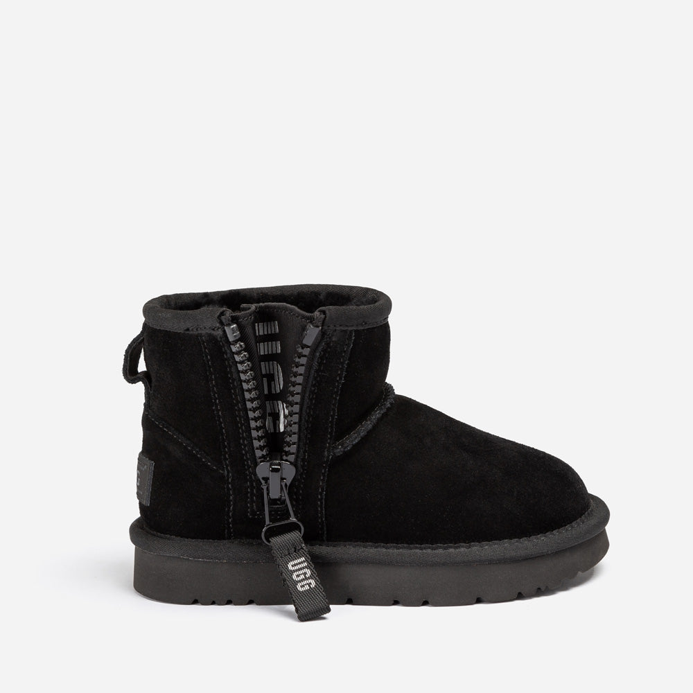 Ugg Kids Mini Zipper Tape Logo Boots-KIDS UGG-PEROZ Accessories