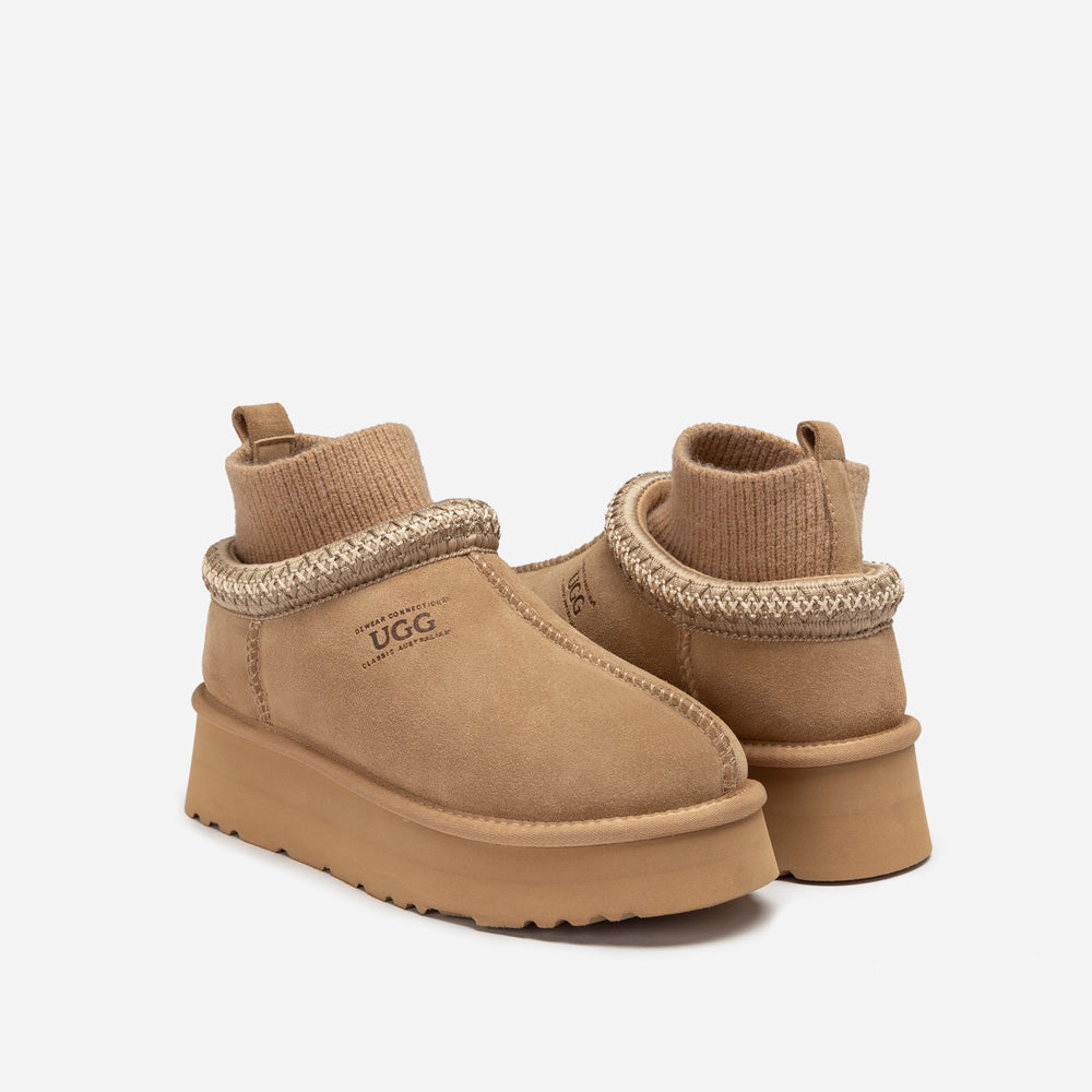 Ugg Sydney Knit Platform Slipper-Women Slippers-PEROZ Accessories
