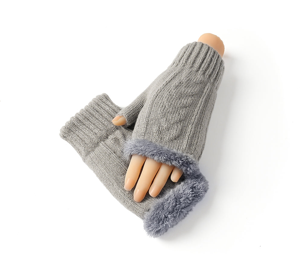EVERAU Fingerless Ultra Plush Knit Gloves