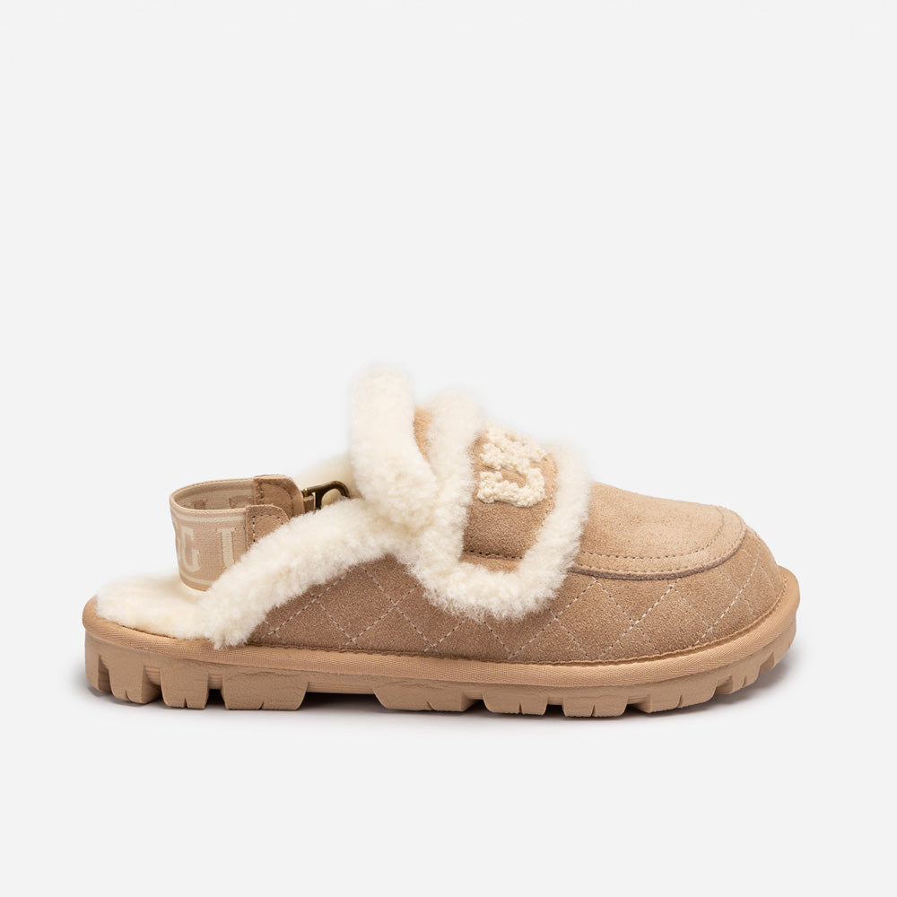 UGG Violet Matelassé Shearling Slipper (Elastic Logo, Detachable Feature)-Women Slippers-PEROZ Accessories