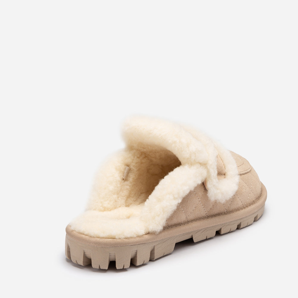 UGG Violet Matelassé Shearling Slipper (Elastic Logo, Detachable Feature)-Women Slippers-PEROZ Accessories