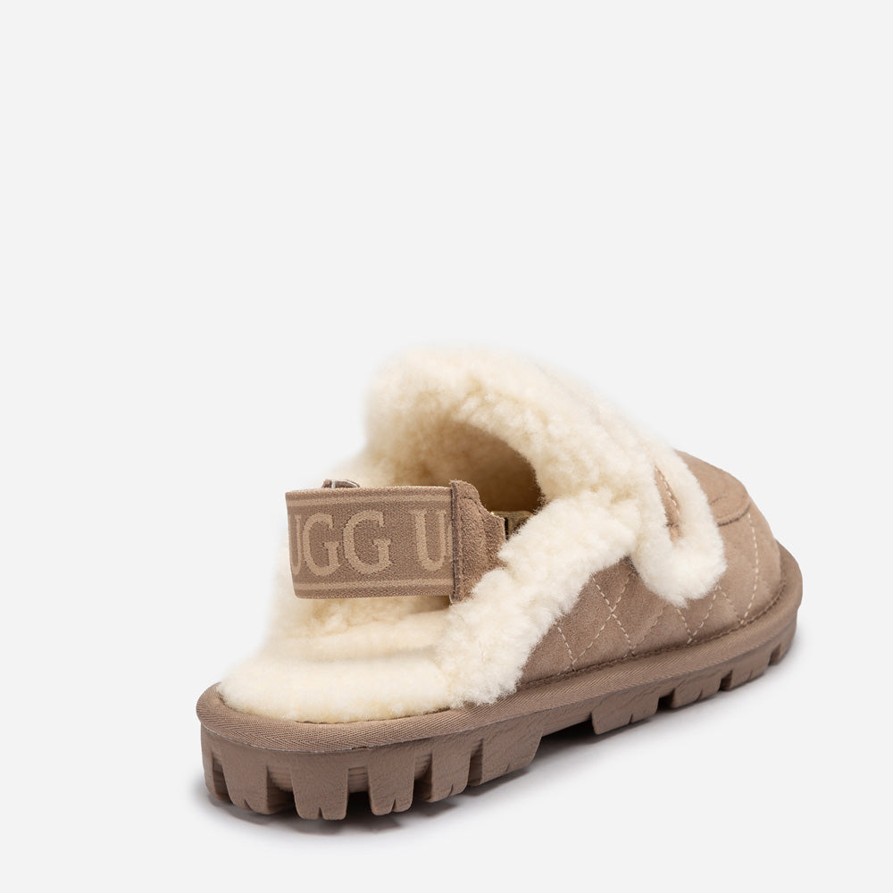 UGG Violet Matelassé Shearling Slipper (Elastic Logo, Detachable Feature)-Women Slippers-PEROZ Accessories