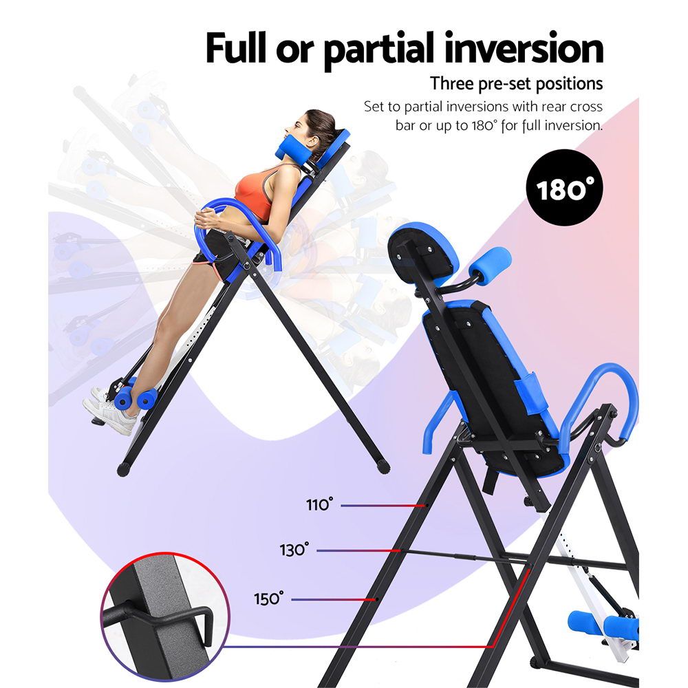 Everfit Inversion Table Gravity Exercise Inverter Back Stretcher Home Gym Blue-Sports & Fitness > Fitness Accessories-PEROZ Accessories