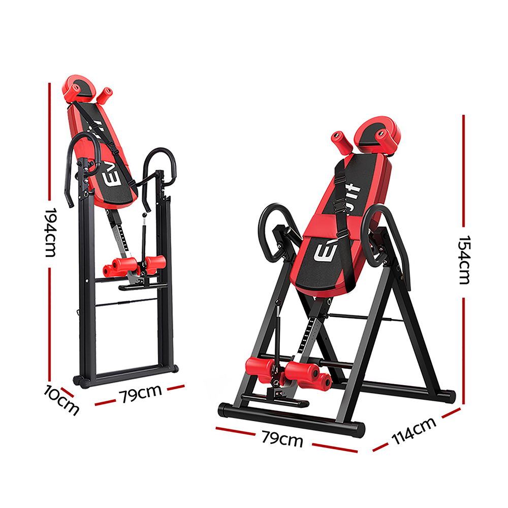 Everfit Inversion Table Gravity Exercise Inverter Back Stretcher Home Gym Red-Sports & Fitness > Fitness Accessories-PEROZ Accessories
