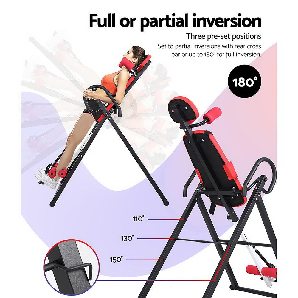 Everfit Inversion Table Gravity Exercise Inverter Back Stretcher Home Gym Red-Sports & Fitness > Fitness Accessories-PEROZ Accessories