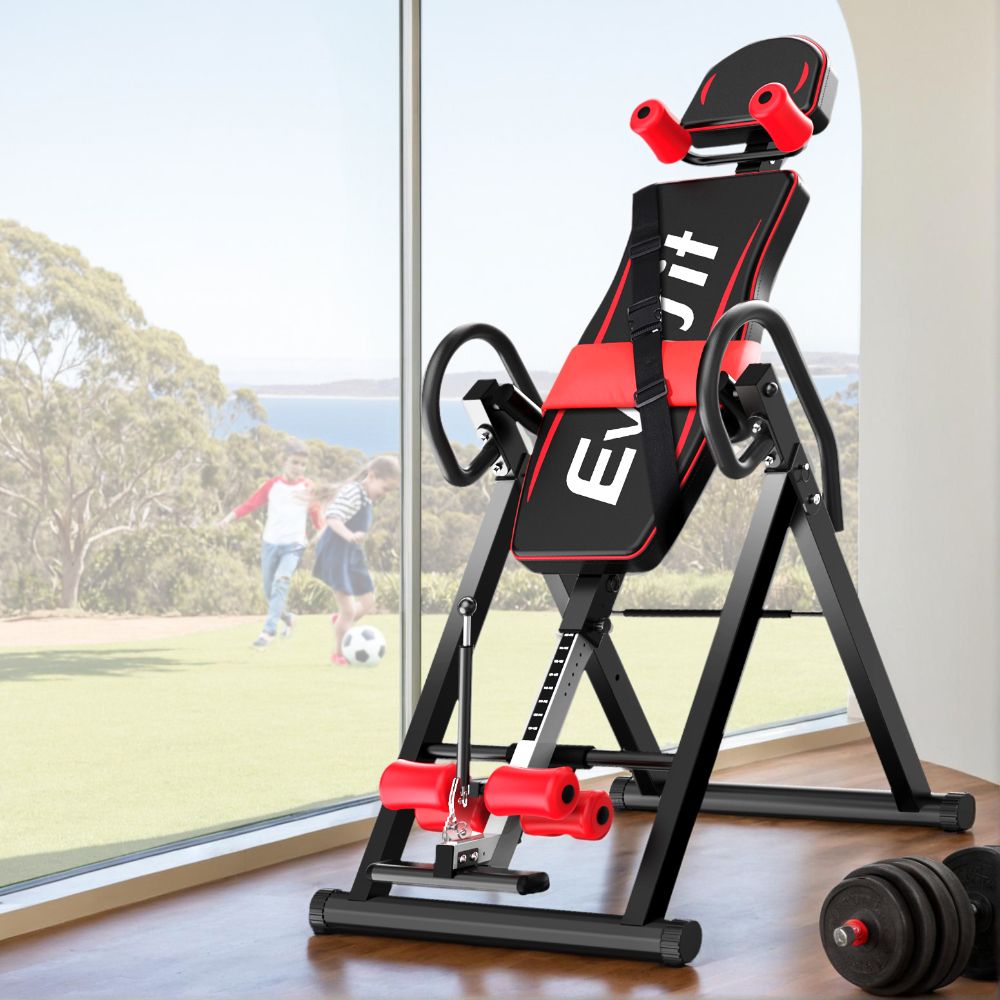 Everfit Inversion Table Gravity Exercise Inverter Back Stretcher Home Gym Black-Sports & Fitness > Fitness Accessories-PEROZ Accessories