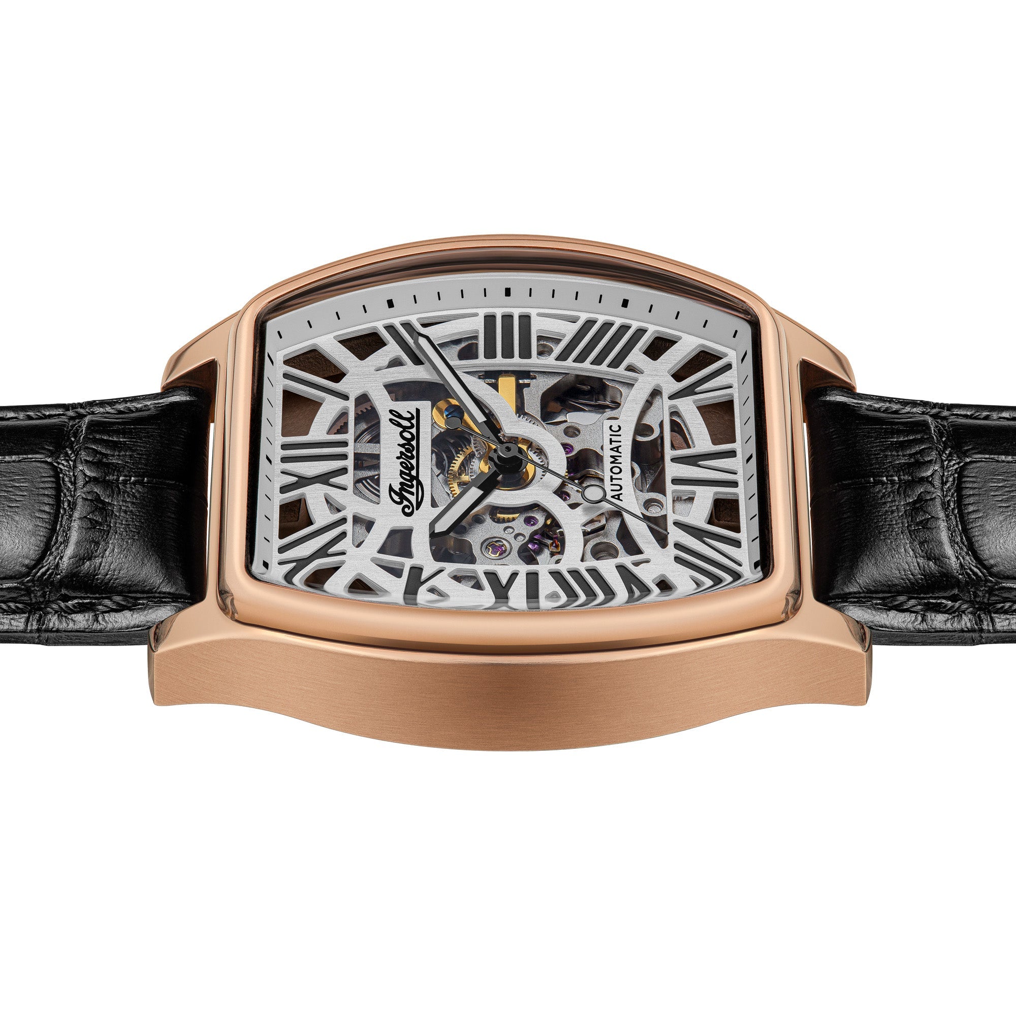 Ingersoll The California Automatic Rose Gold Black Leather Strap Watch-PEROZ Accessories