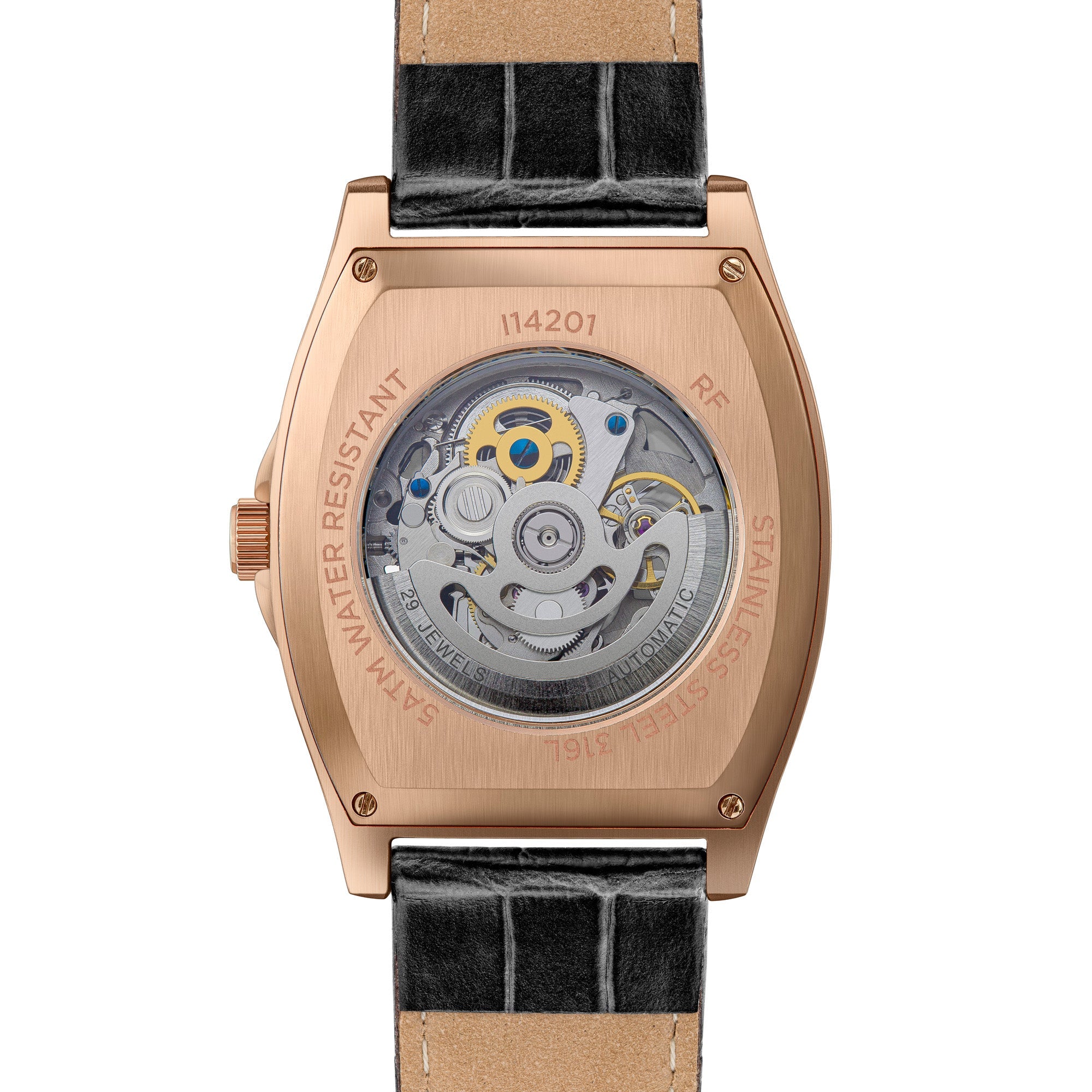 Ingersoll The California Automatic Rose Gold Black Leather Strap Watch-PEROZ Accessories