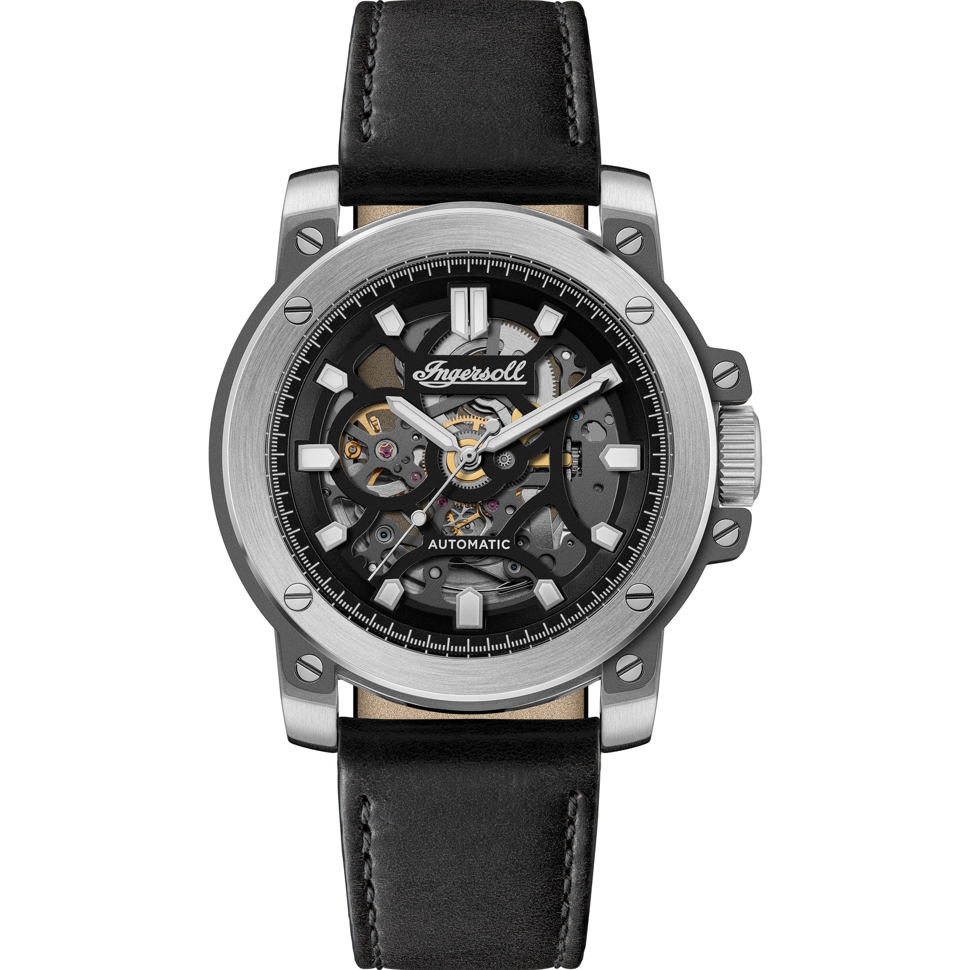 Ingersoll The Freestyle Automatic Black Leather Strap Watch-PEROZ Accessories