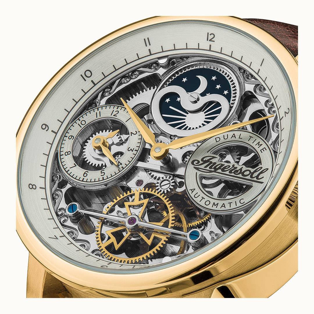 Ingersoll The Jazz Gold Automatic Brown Leather Watch-PEROZ Accessories