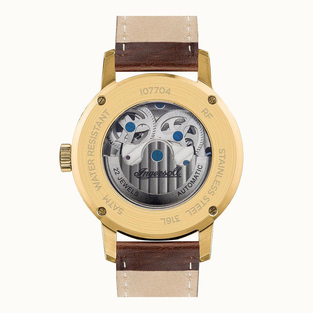 Ingersoll The Jazz Gold Automatic Brown Leather Watch-PEROZ Accessories