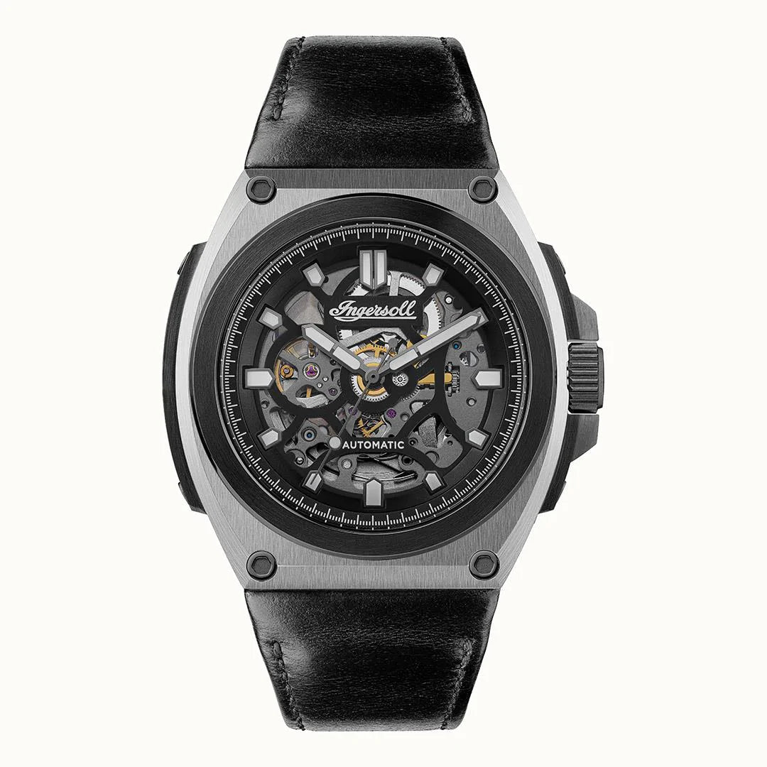 Ingersoll The Motion Automatic Black Leather Watch-PEROZ Accessories