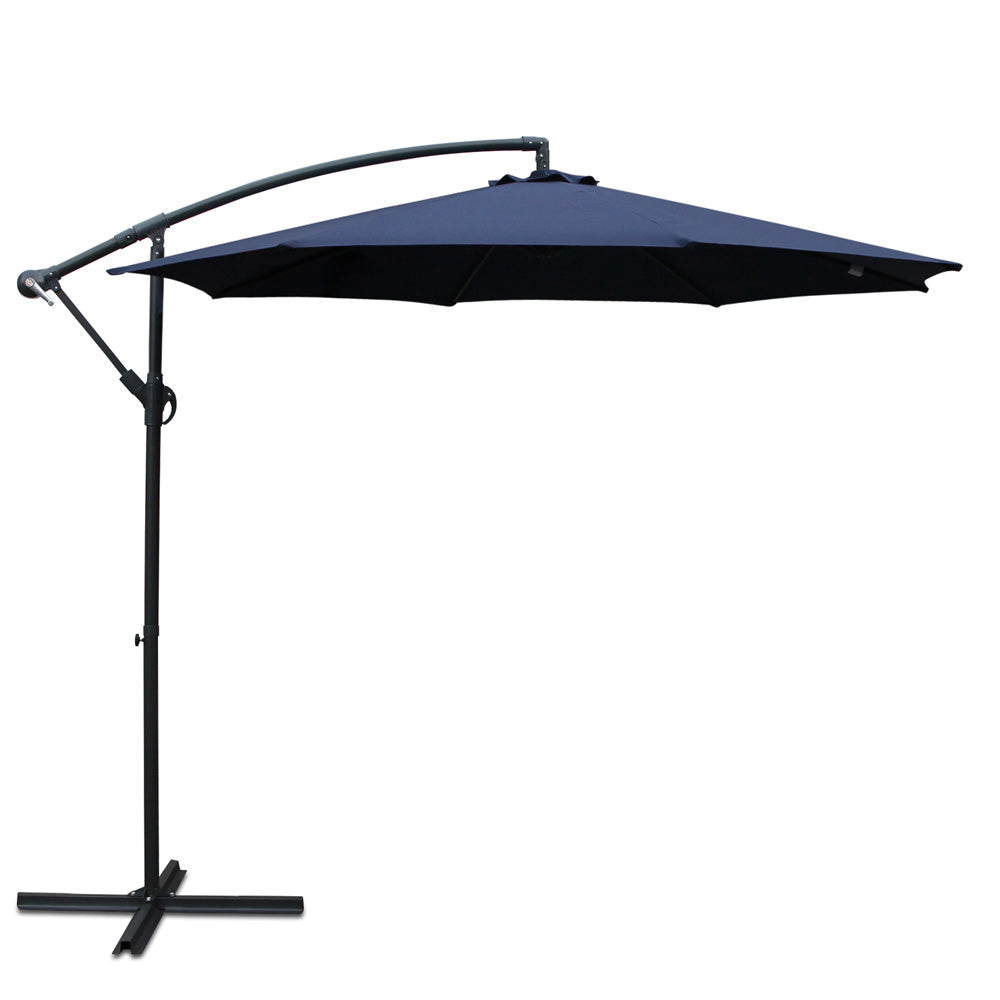 Instahut 3m Outdoor Umbrella Cantilever Beach Garden Patio Navy-Home & Garden > Shading > Umbrellas & Sunshades-PEROZ Accessories