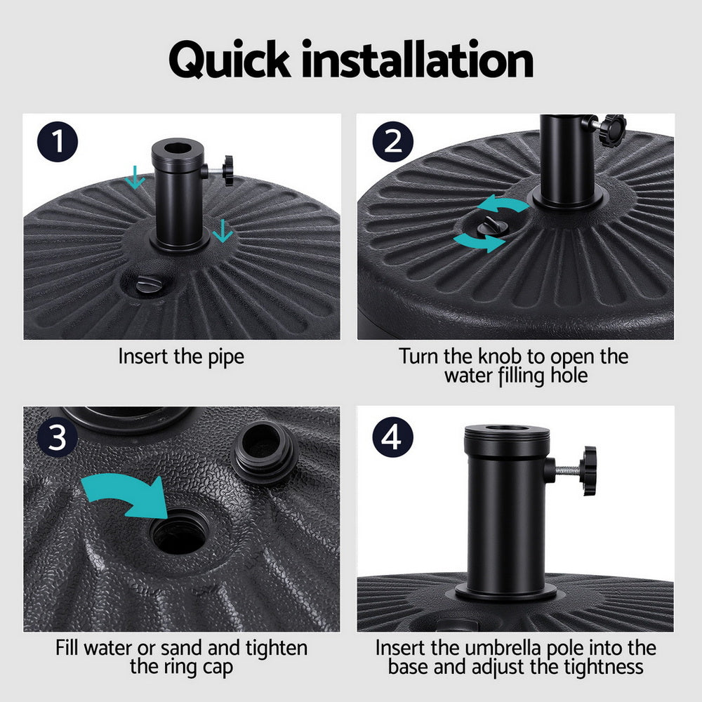 Instahut Outdoor Umbrella Base Weight Round Plastic Pole Holder 30-48mm Beach-Home & Garden > Shading > Umbrellas & Sunshades-PEROZ Accessories