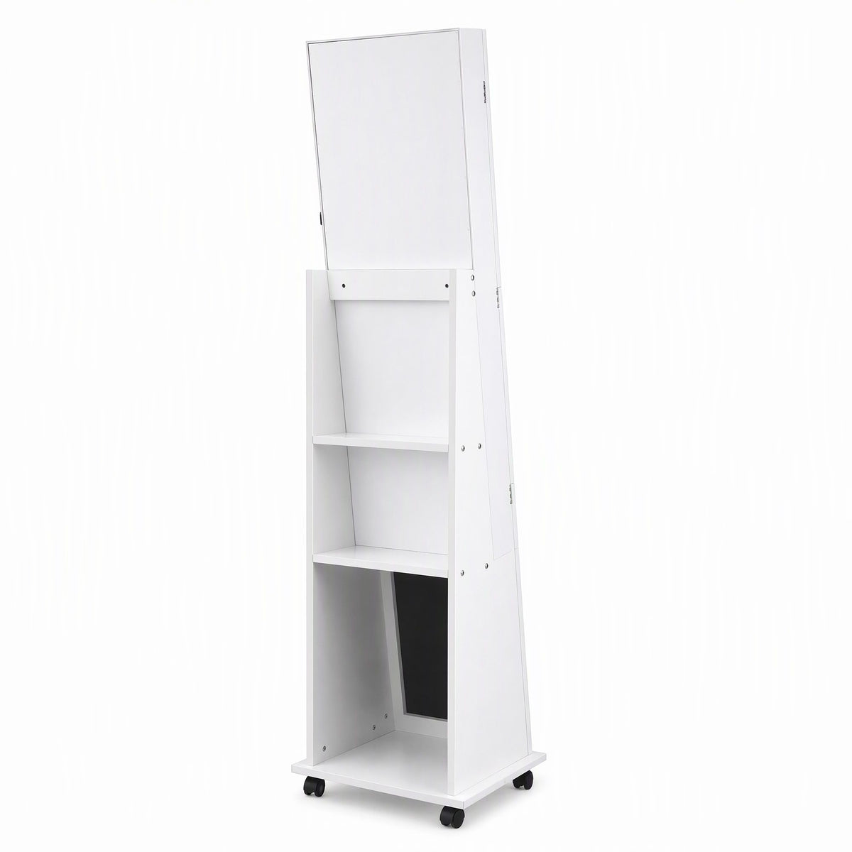 Artiss Jewelry Cabinet Frameless Full Length Mirror with Wheels, White-Furniture > Office > Storage Cabinets-PEROZ Accessories