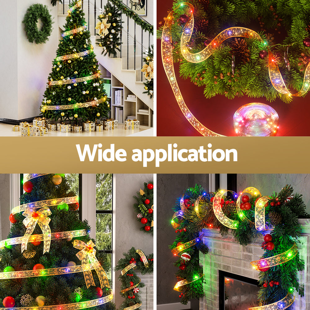 Jingle Jollys 20M Christmas Lights Fairy Ribbon Light 200 LED Xmas Decor Golden-Occasions > Christmas > Outdoor Decorations & Lights-PEROZ Accessories