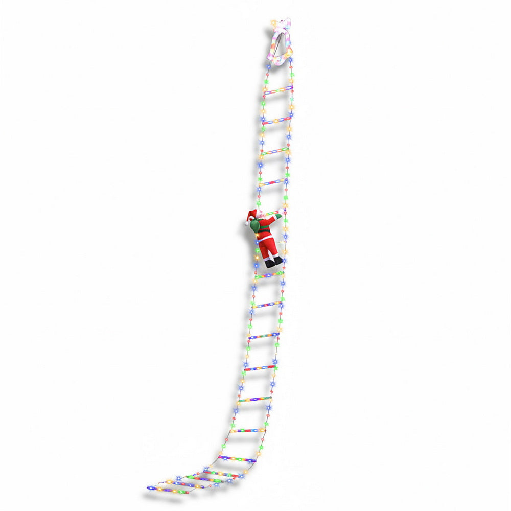 Jingle Jollys 3.5M Christmas Lights 300 LED Ladder Light with Santa Claus Decor-Occasions > Christmas > Outdoor Decorations & Lights-PEROZ Accessories
