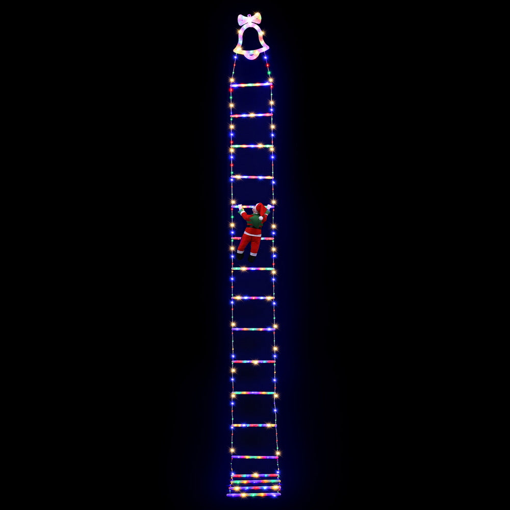 Jingle Jollys 3.5M Christmas Lights 300 LED Ladder Light with Santa Claus Decor-Occasions > Christmas > Outdoor Decorations & Lights-PEROZ Accessories