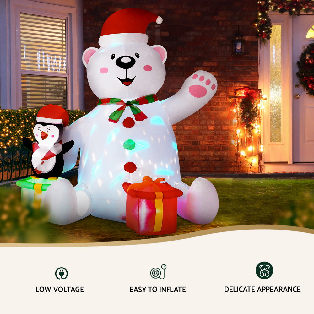 Jingle Jollys Christmas Inflatable Bear 1.8M Height LED Outdoor Decorations Illuminated-Occasions > Christmas > Outdoor Decorations & Lights-PEROZ Accessories